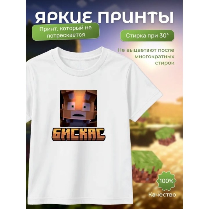 Купить Мерч бискаса футболка minecraft 4 ASDAMATOYS
