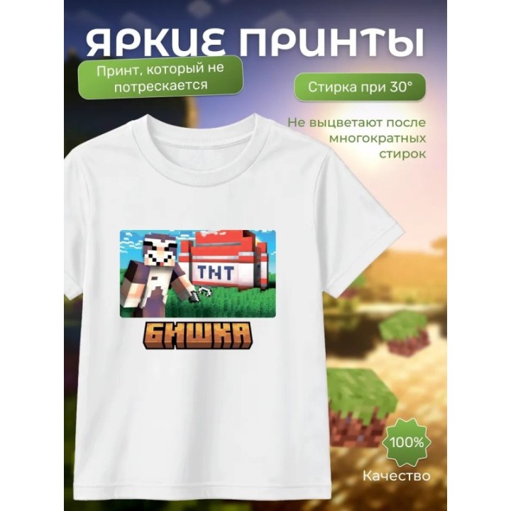 Купить бишка mincraft футболка мерч ASDAMATOYS