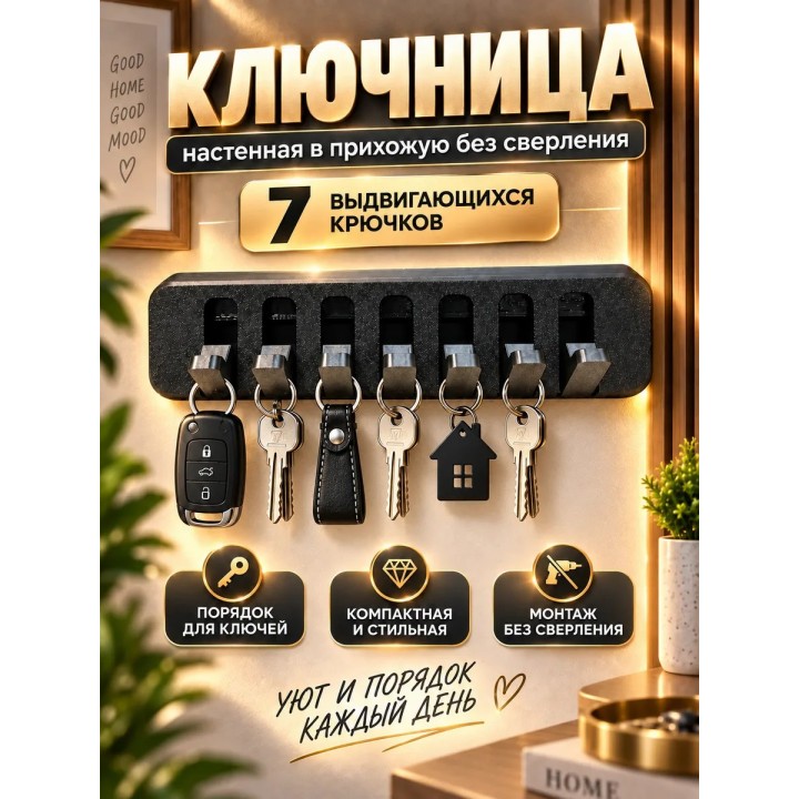 Купить Ключница настенная в прихожую без сверления ASDAMATOYS