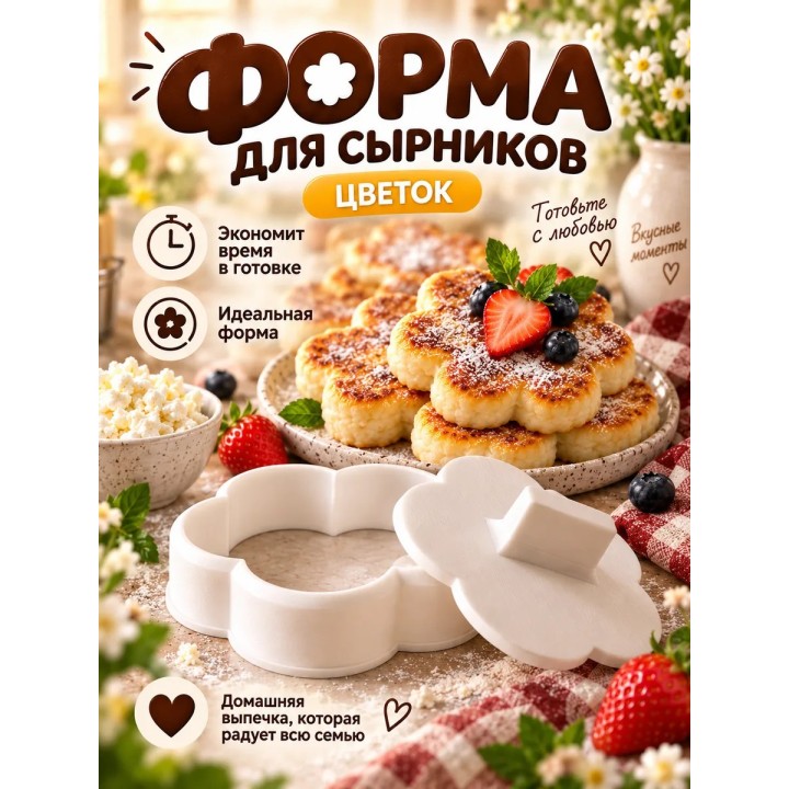 Купить Форма для сырников с прессом фигурная цветок ASDAMATOYS
