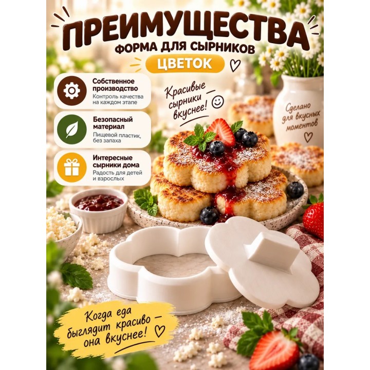 Купить Форма для сырников с прессом фигурная цветок ASDAMATOYS