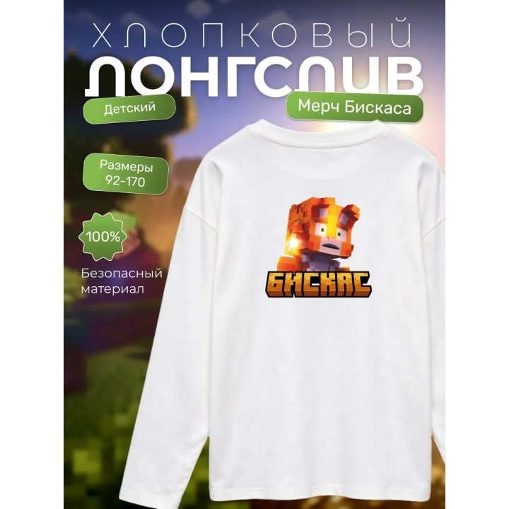 Купить Мерч бискаса лонгслив minecraft 2 ASDAMATOYS