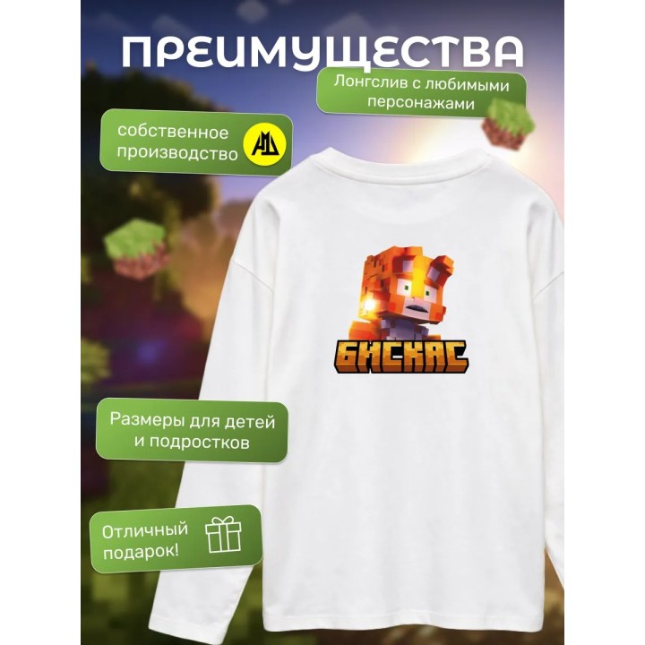 Купить Мерч бискаса лонгслив minecraft 2 ASDAMATOYS