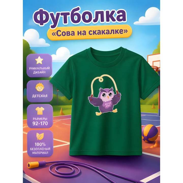 Купить сова на скакалке футболка ASDAMATOYS