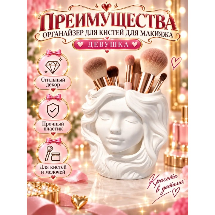 Купить органайзер для кистей для макияжа девушка ASDAMATOYS