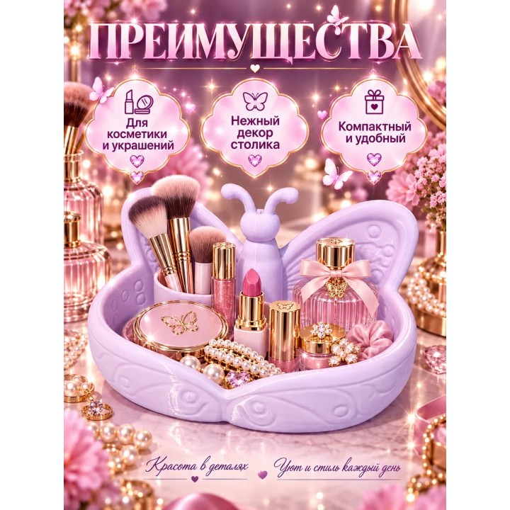 Купить органайзер для косметики и украшений бабочка ASDAMATOYS