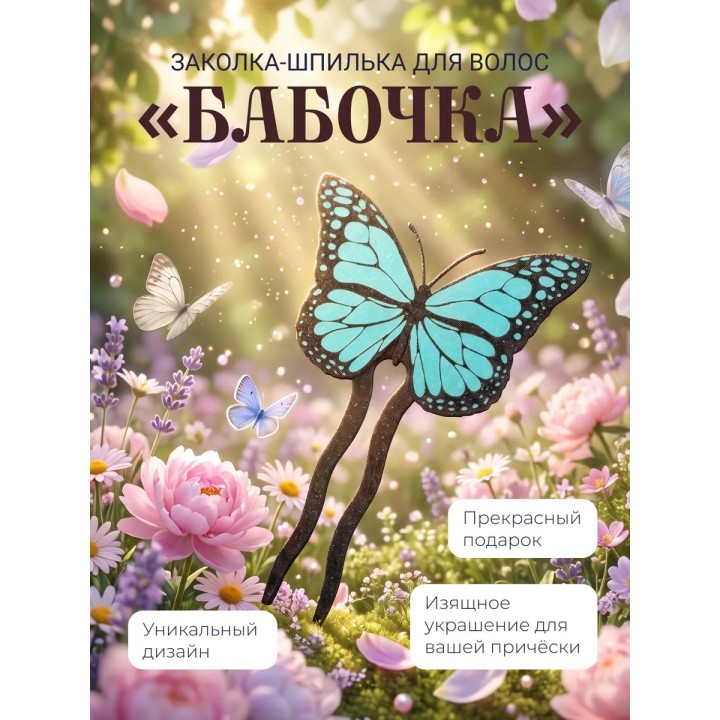 Купить заколка шпилька для волос бабочка для девочек ASDAMATOYS