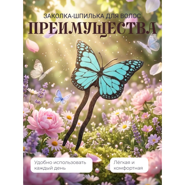 Купить заколка шпилька для волос бабочка для девочек ASDAMATOYS