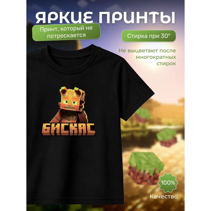 Мерч бискаса футболка minecraft