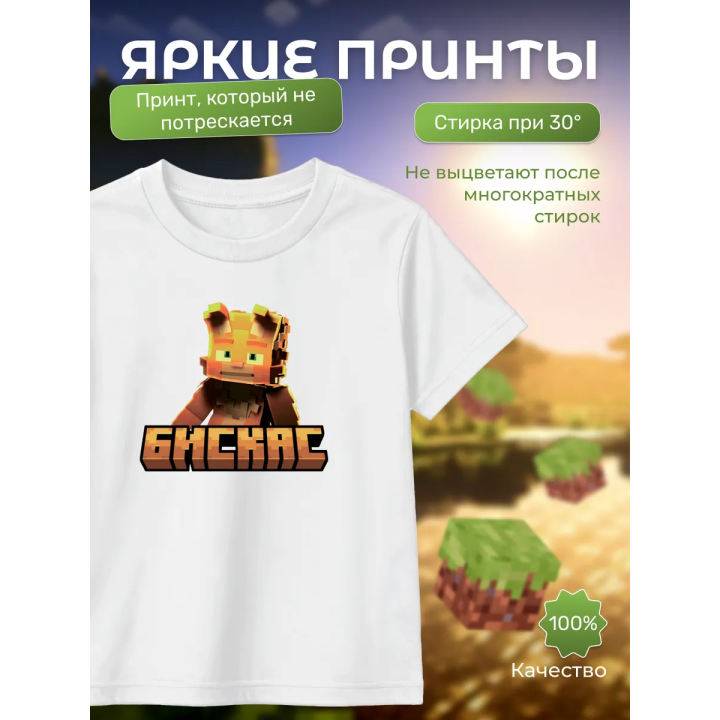 Мерч бискаса футболка minecraft
