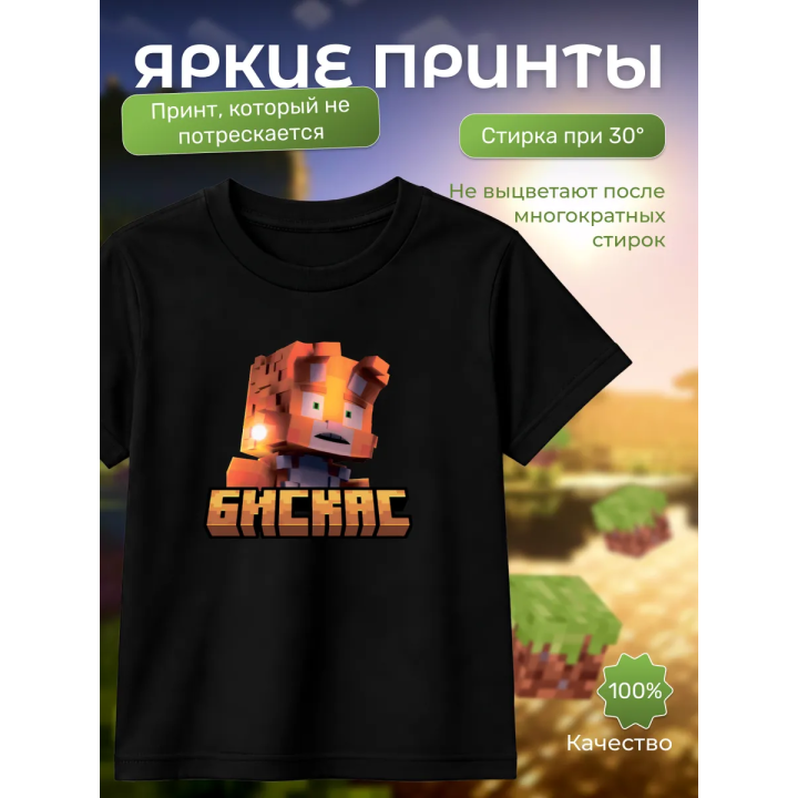 Мерч бискаса футболка minecraft 2