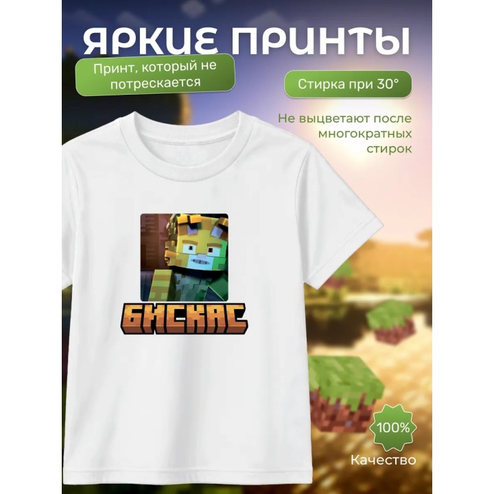 Мерч бискаса футболка minecraft 3