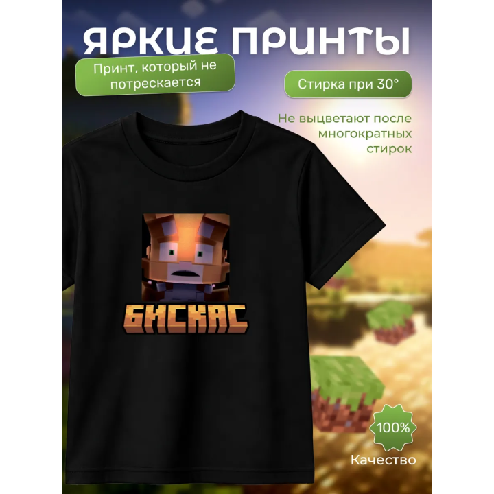 Мерч бискаса футболка minecraft 4
