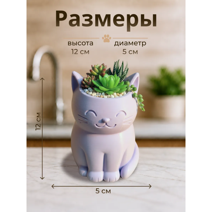 Кашпо для кактусов и суккулентов кот 2
