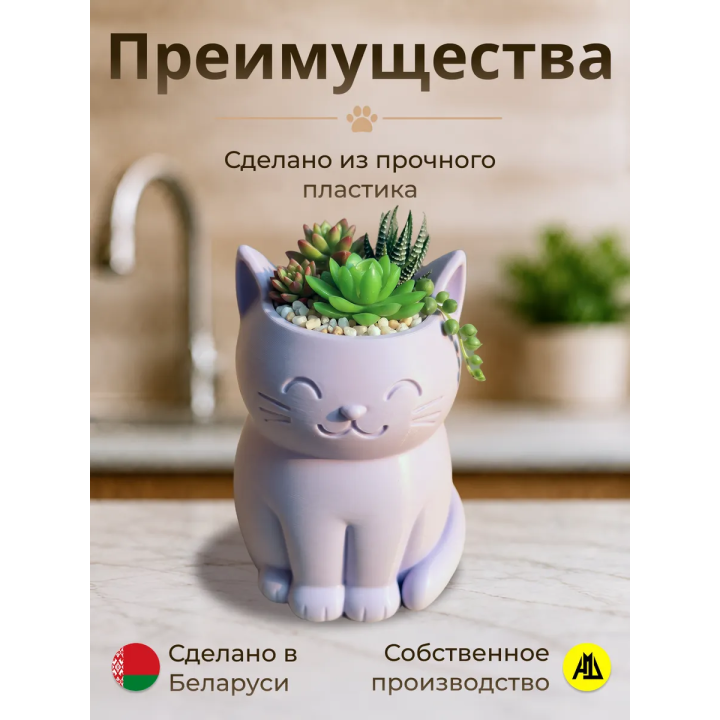 Кашпо для кактусов и суккулентов кот 2