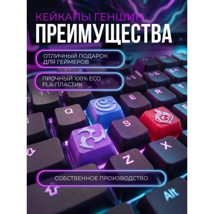 Купить кейкапы геншин элементы набор ASDAMATOYS